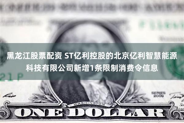 黑龙江股票配资 ST亿利控股的北京亿利智慧能源科技有限公司新增1条限制消费令信息